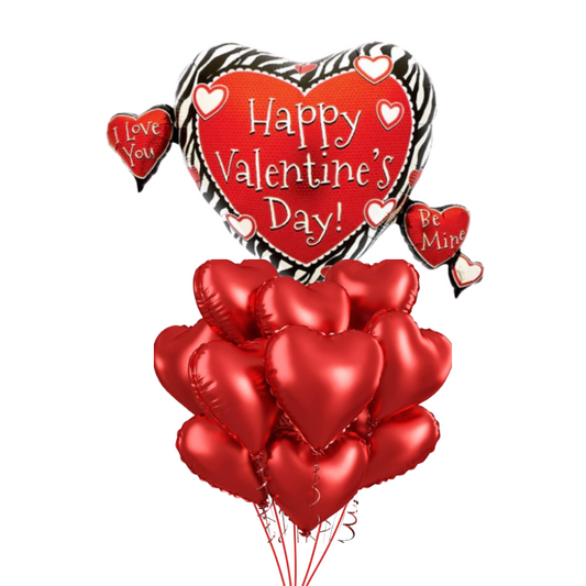 Happy Valentines Day Multi Hearts Bouquet