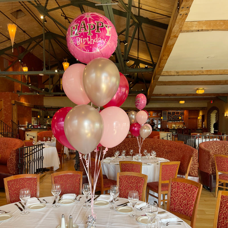 Foil Balloon Topper w. Six Latex Balloons Centerpiece