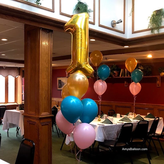 Big Number and Latex Balloons Centerpiece